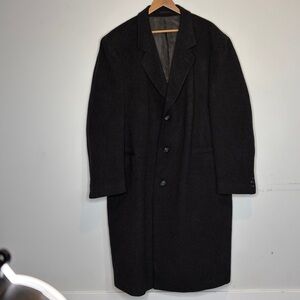 Foreman & Clark Dark Grey Wool Cashmere Long Pea Coat: Size XXL